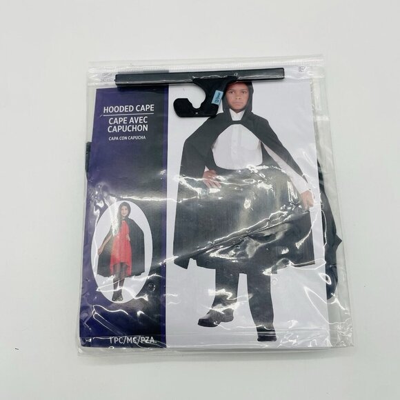 Hooded Cape Youth Child Unisex One Size Fits Most Halloween Costume in Black 469 - Picture 2 of 6
